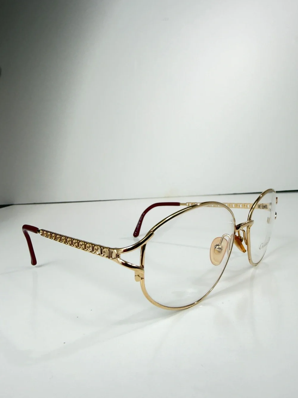 VTG Christian Dior CD 2045A 46F Gold Monogram Chain Link Frames Full VFC Set